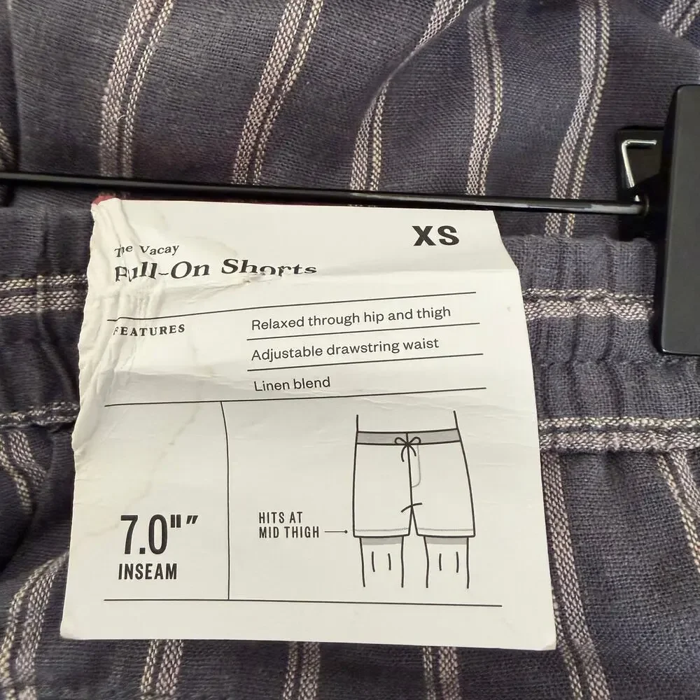 Goodfellow & Co The Vacay Pull-On Shorts Linen Blend gray stripe 7” inseam
